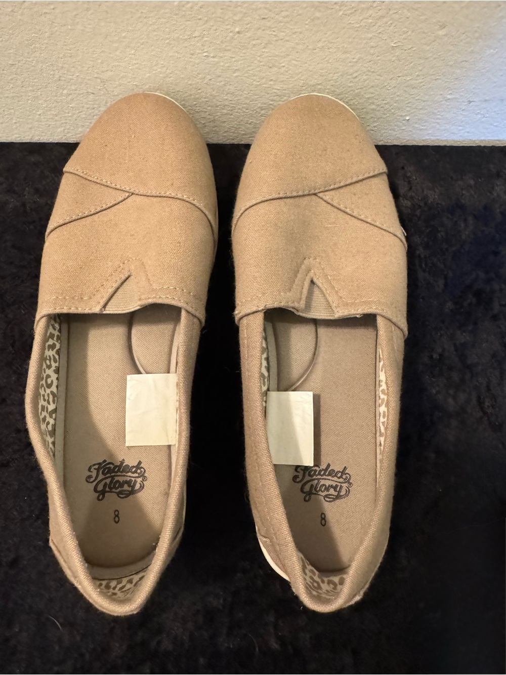 Faded Glory Women's Tan Canvas Slip-On Loafers